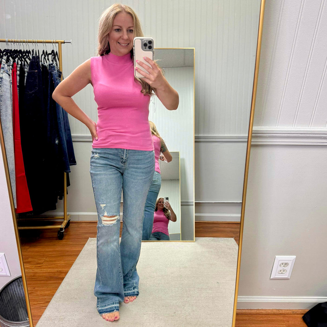 $10 SALE Pink Sleeveless Mock Neck (S, M)