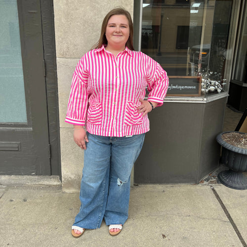 Stripe Button Down Pink