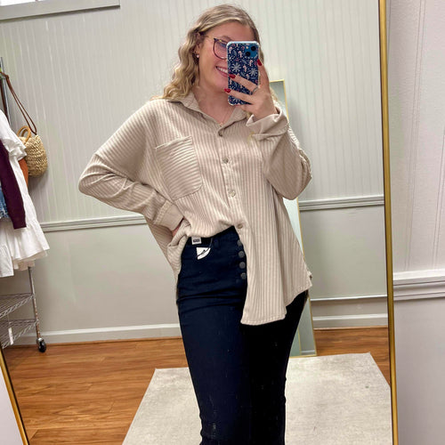 Taupe Lightweight Button Down