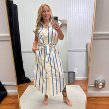 Load image into Gallery viewer, Blue Stripe Button Dress