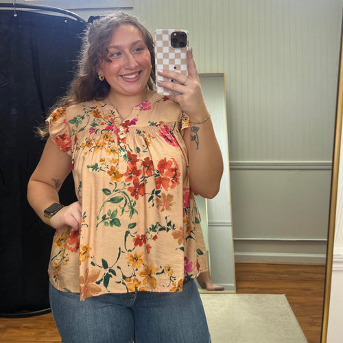 Floral Flutter Sleeve Blouse