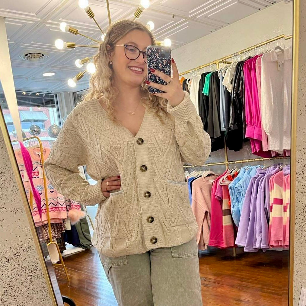 Cable Knit Button Cardigan