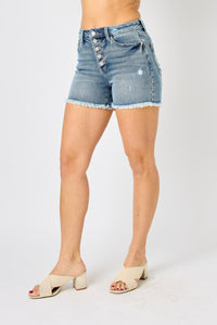 Button Fly Hi-Low Shorts