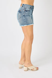 Button Fly Hi-Low Shorts
