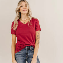Load image into Gallery viewer, Lulu Tee - V-Neck Burgundy