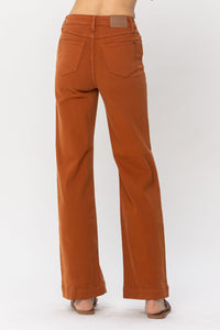 Wide Leg Auburn Orange Jeans