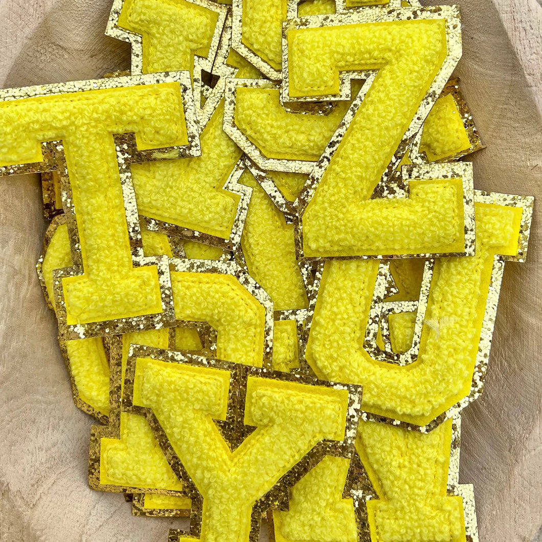 $1 SALE Chenille Adhesive Letters - Yellow 3