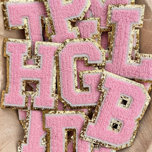 $1 SALE Chenille Adhesive Letters - Pink 3"