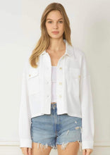 Load image into Gallery viewer, SALE Waffle Knit Cropped Shacket - White (L)